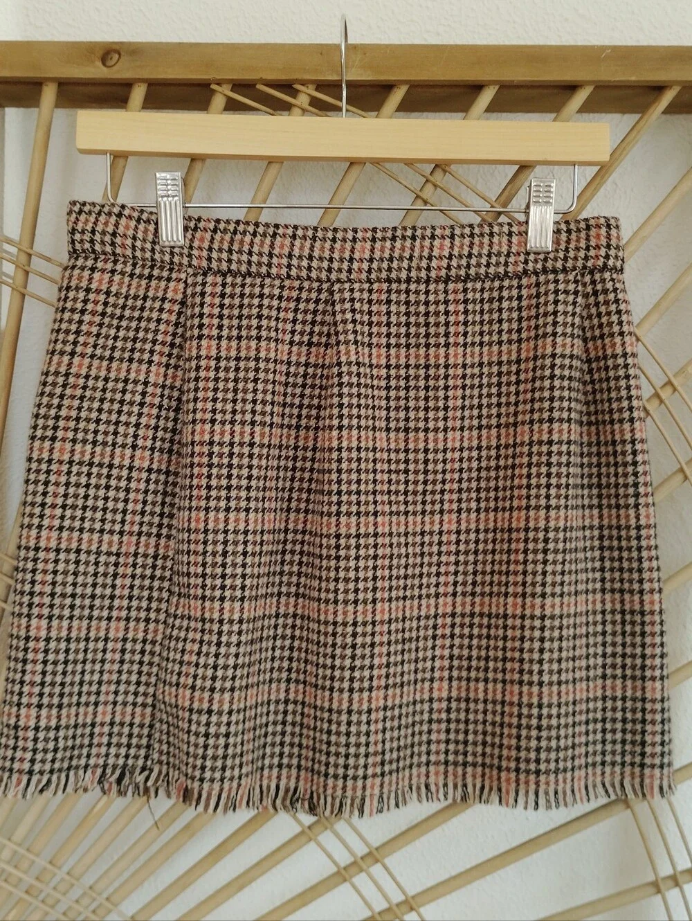 Urban Outfitters Plaid Houndstooth Flannel Wrap Skirt / Size Medium